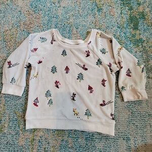 Girls 2T Super Soft Cream Velour Graphic Long Sleeve Top Skiing Snowboarding